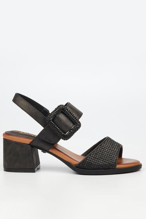 Teegan 1 big buckle slingback heel - black