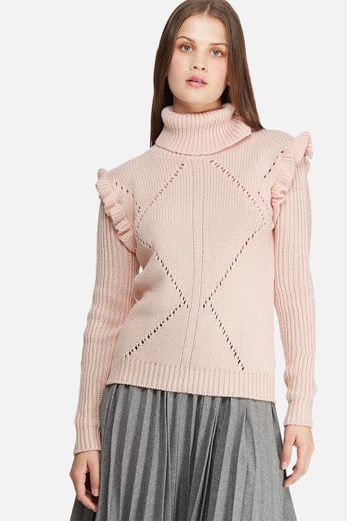 Frill sleeve knit