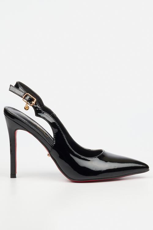 Lola 84 scallop slingback heel - black