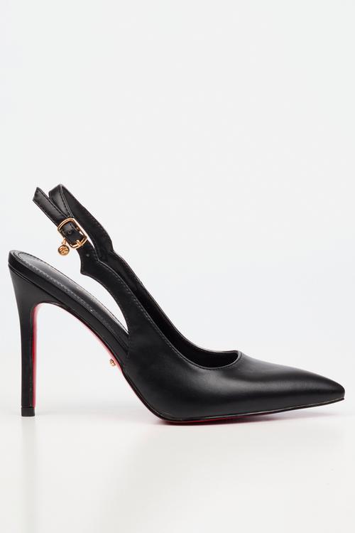 Lola 85 scallop slingback heel - black