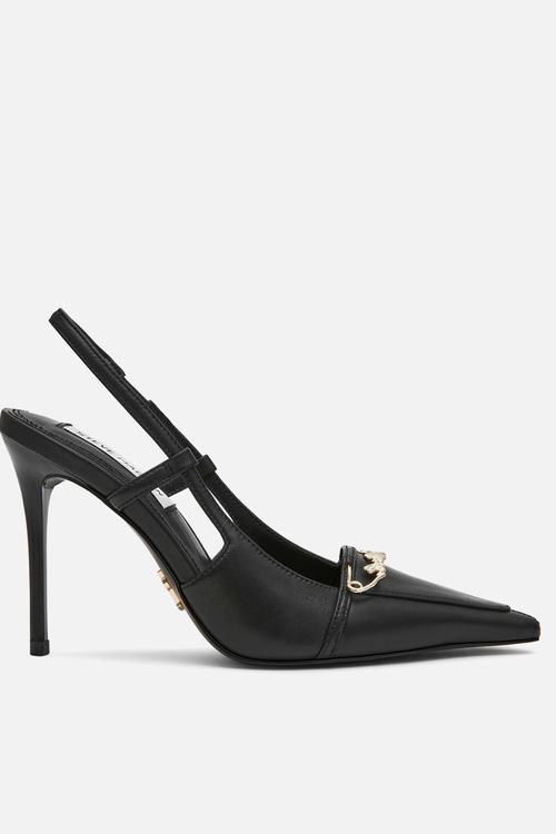 Dossier closed toe slingback - black leat