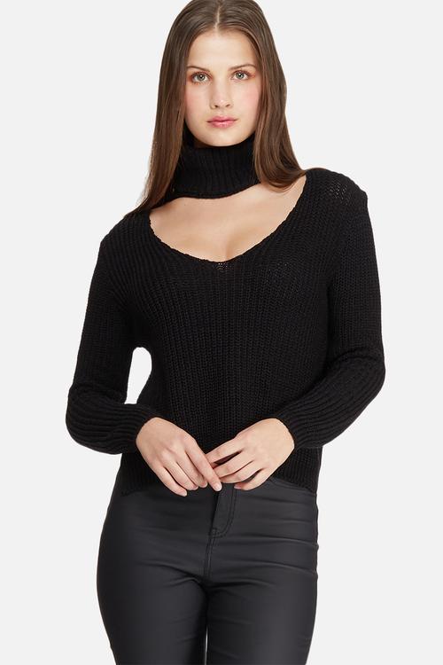 Side split roll neck knit