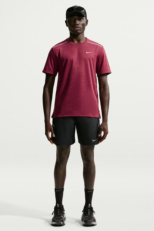 Miler Dri-FIT UV Running Tee in the Tough Red / Reflective Silver