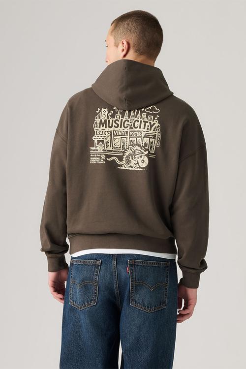 TWO HORSE BOXY Music city HOODIE  COFFEE Brown