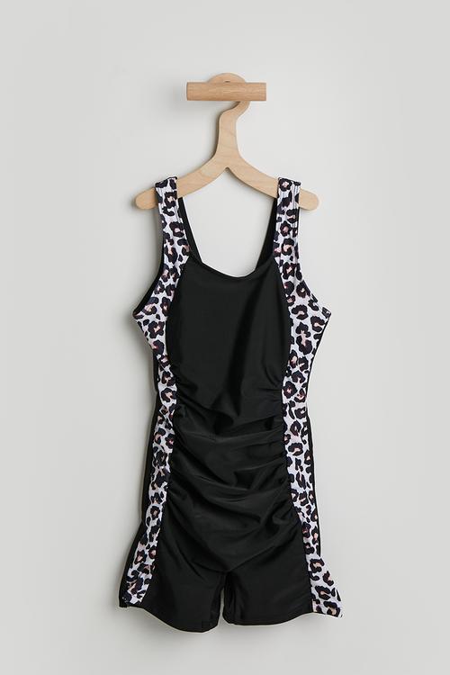 One-piece swimsuit - black/leopard print