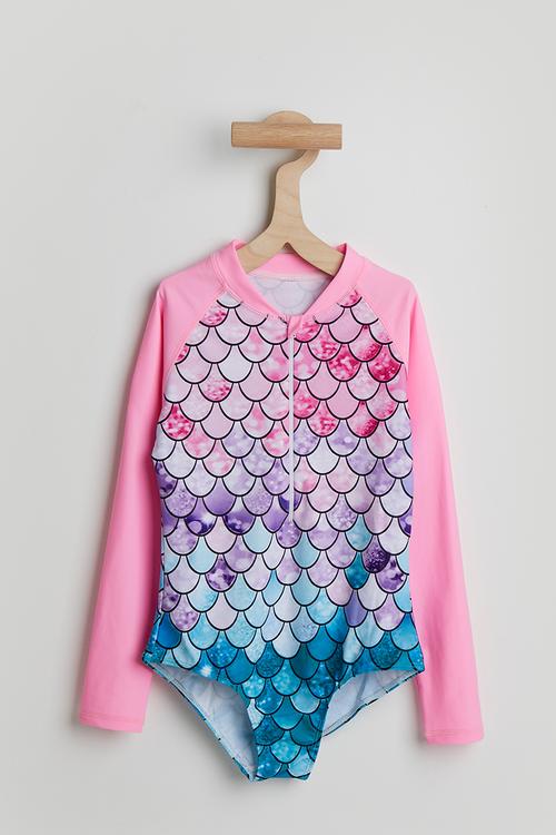Mermaid scale print swimsuit - multi