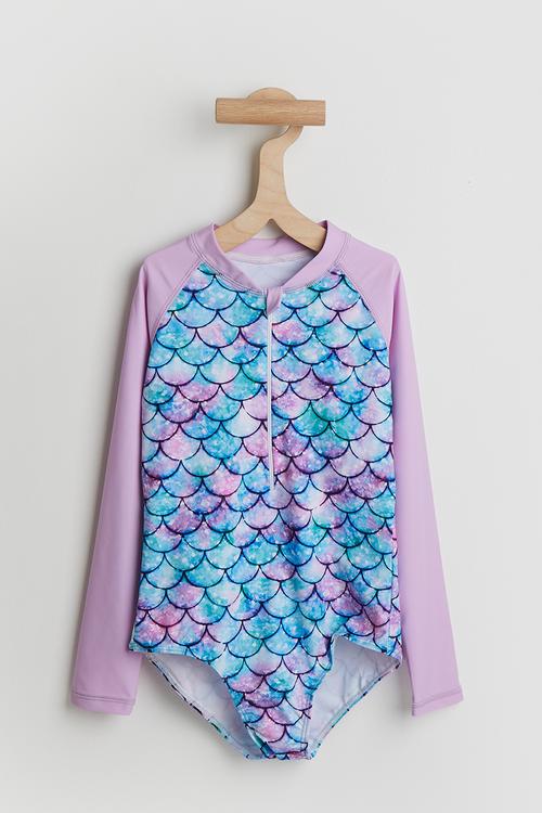 Mermaid scale print swimsuit - lt purple & multi