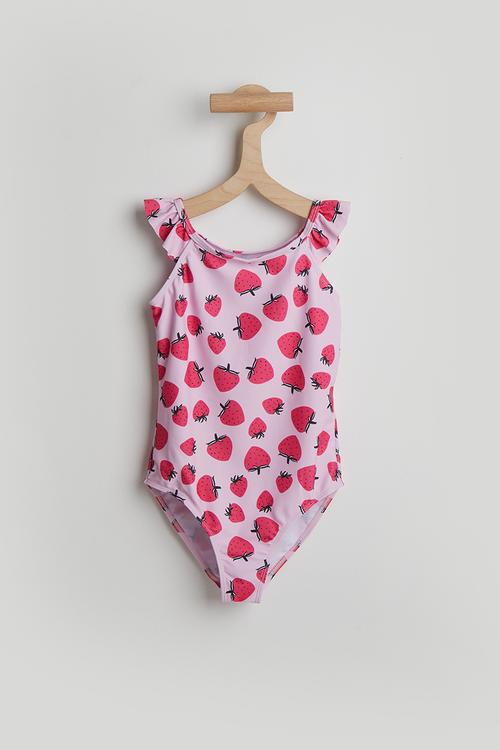 One piece swimsuit - pink & strawberry aop