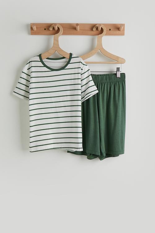 Pj set - green stripes & green