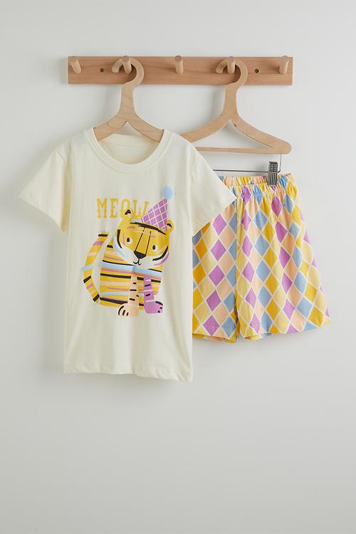 Graphic pj set - white & yellow