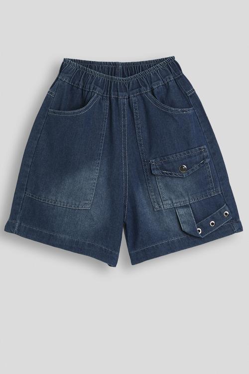 Flared cargo-style jorts - blue