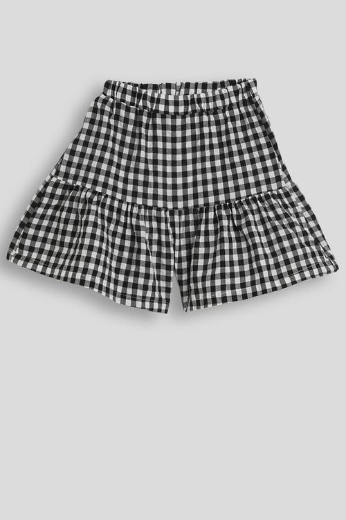 Gingham ruffle shorts - black