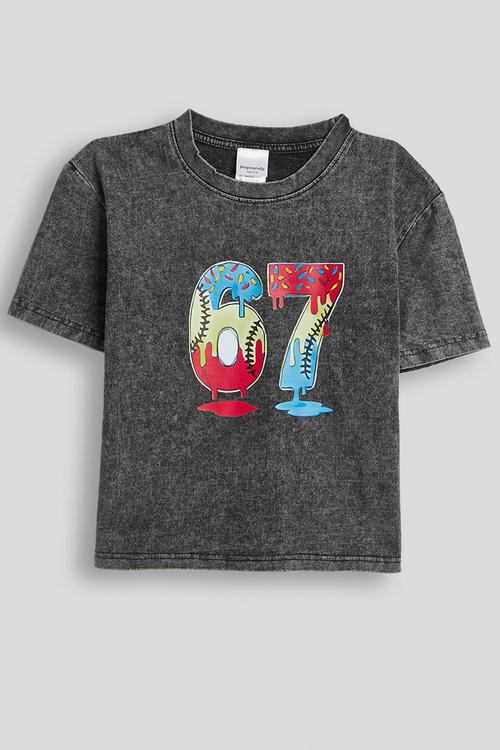 Number graphic tee - charcoal