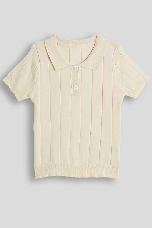 Knit henley tee - cream