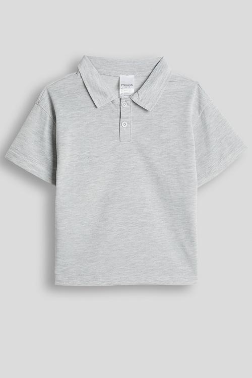 Knit polo shirt - grey melange
