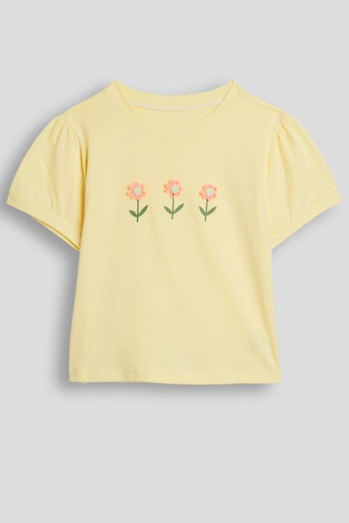 Flower graphic tee - light yellow