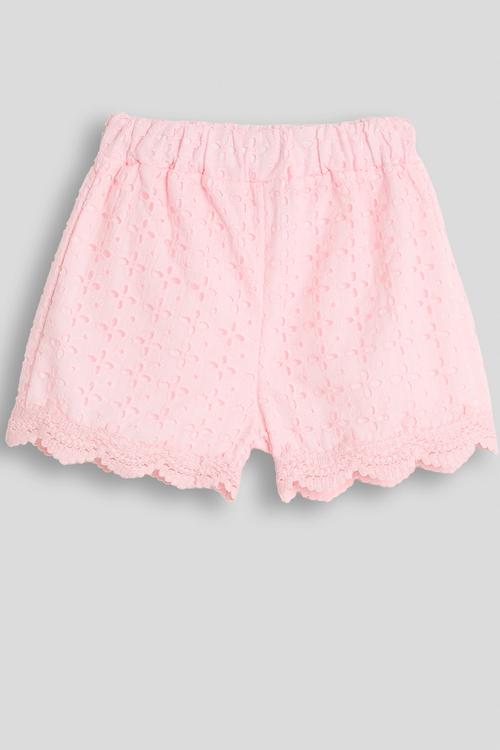 Scallop hem anglaise shorts - pink