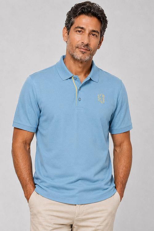 Pringle Aiden Slim Fit Pique Golfer - Light Blue