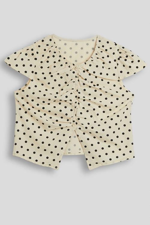 Ruched button closure blouse - cream