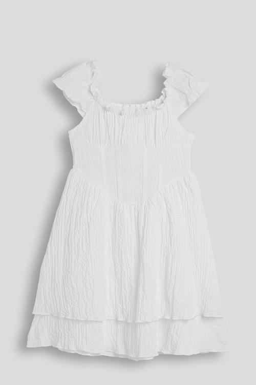 Ruched bodice dress - white