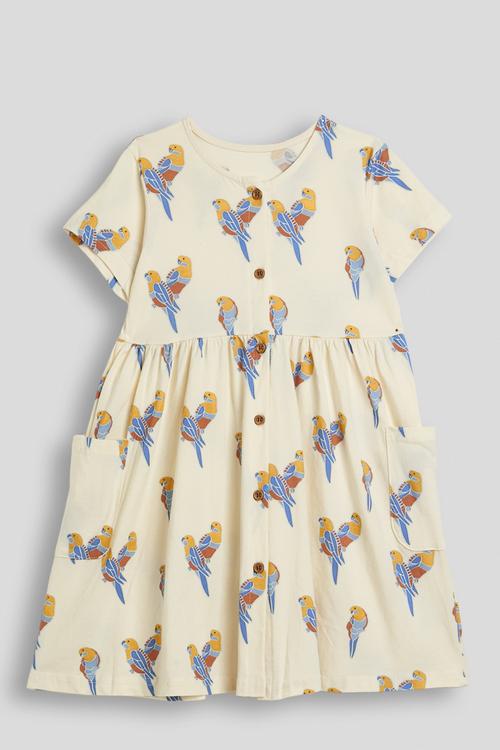 Parrot aop skater dress - off white