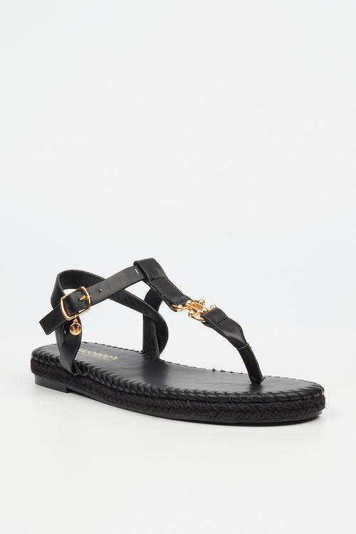 Forest 2 gold trim sandal - black