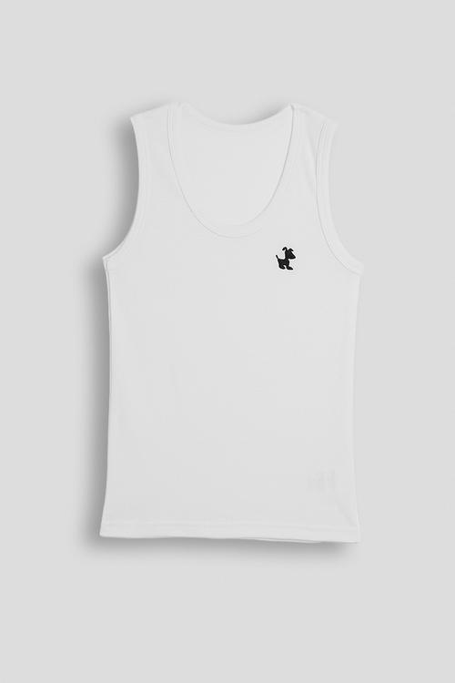 Pup embroidered tank top - white