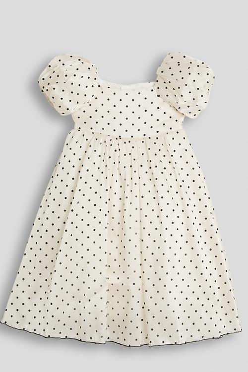 Puff sleeve empire dress - off white
