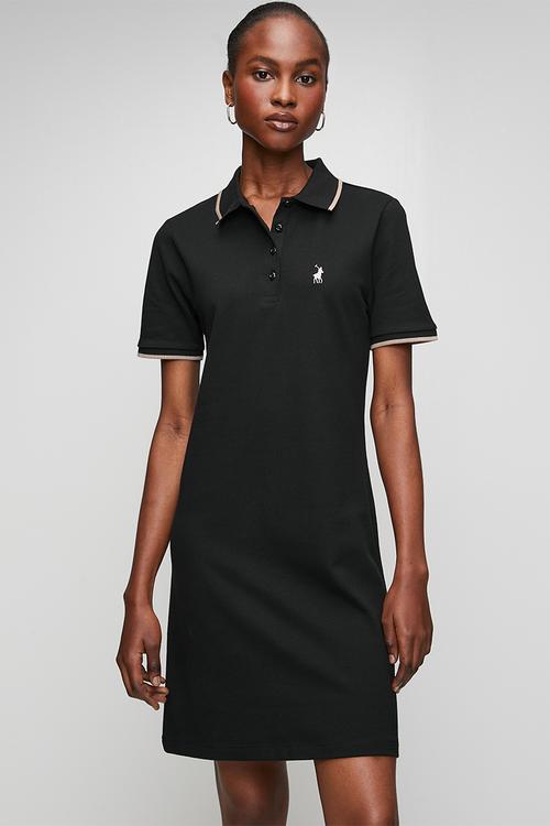 Wmn Leah Ss Golfer Dress - Black