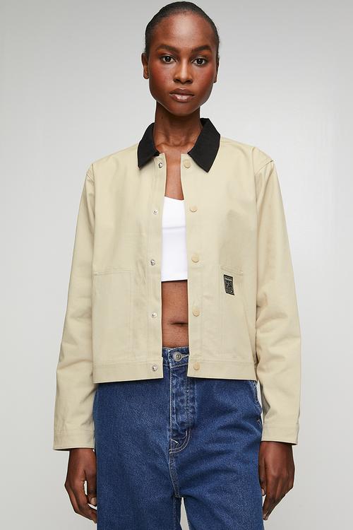 Workwear Cropped Canvas Jacket - Elevated Beige