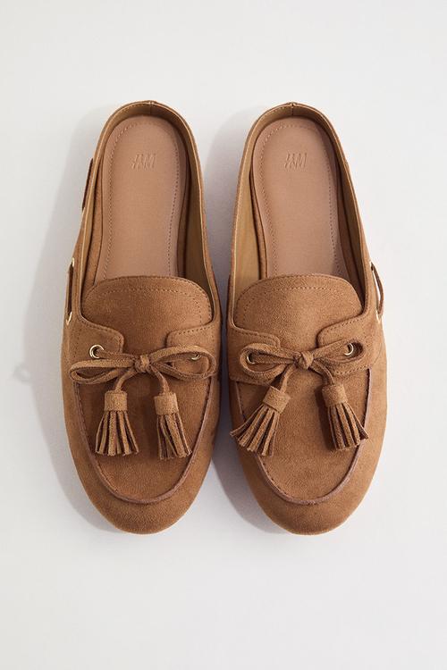Loafer mules - dark beige