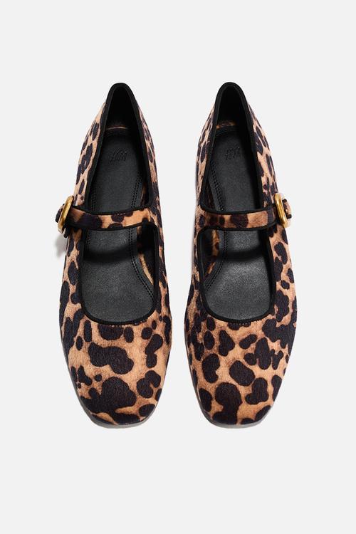 Mary jane ballet flats - beige/leopard print