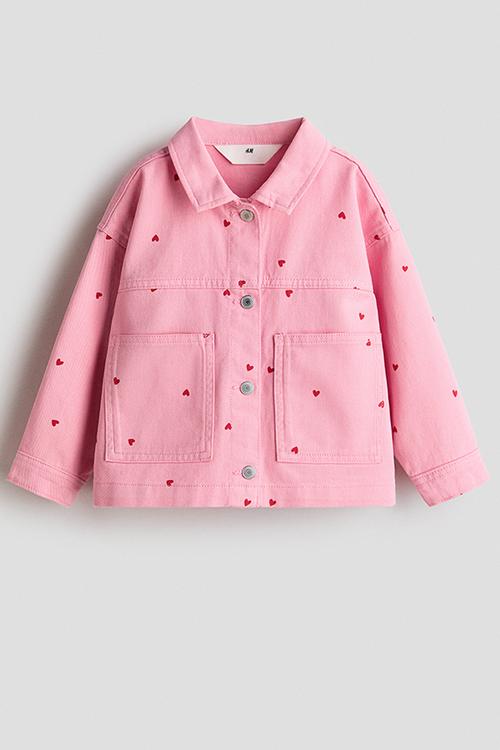 Patterned twill jacket - pink/hearts