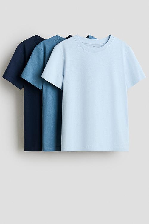 3-Pack t-shirts - light blue/navy blue