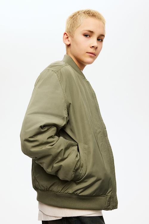 Padded bomber jacket - khaki green