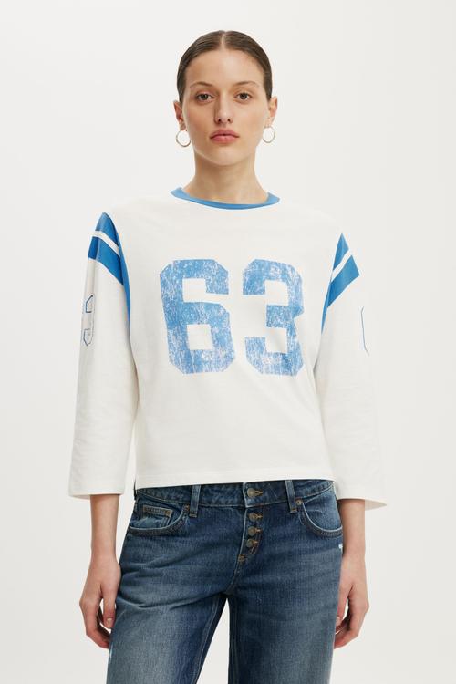3/4 Sleeve Graphic Tee - 63/Vintage White