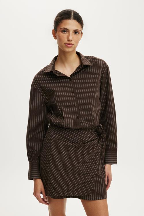 Shirt Mini Dress - Hazel Check Rich Mocha