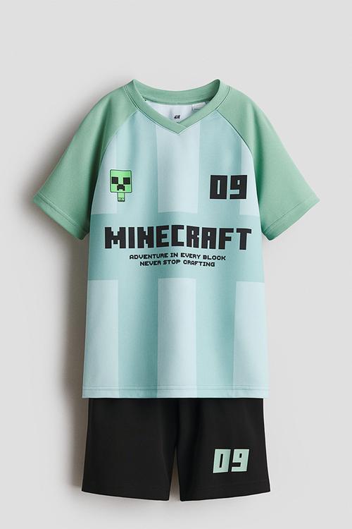 2-Piece football set - mint green/minecraft