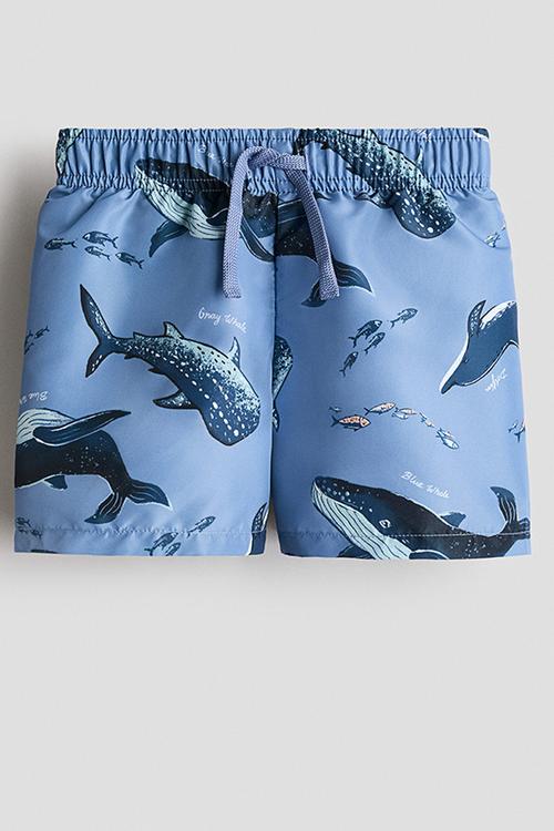 Printed swim shorts - light blue/whales