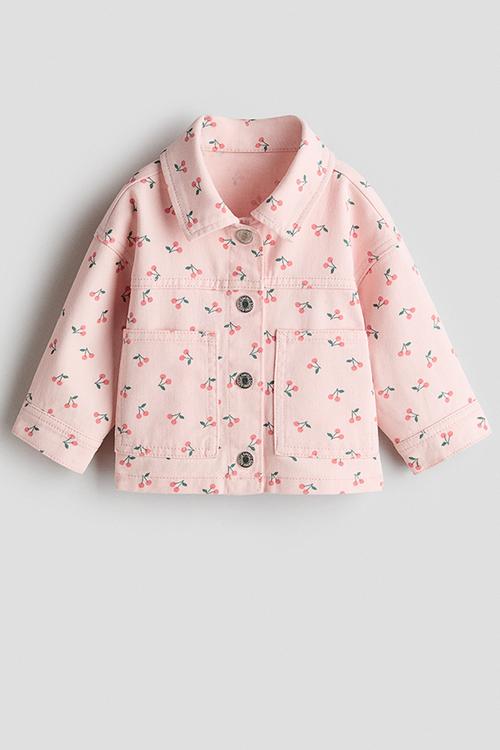 Printed twill jacket - light pink/cherries