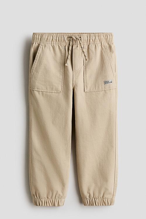 Cotton twill joggers - beige
