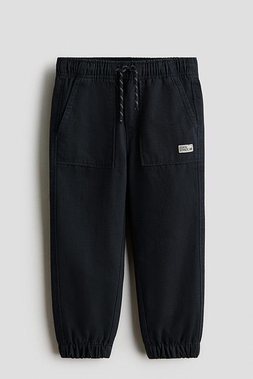 Cotton twill joggers - black