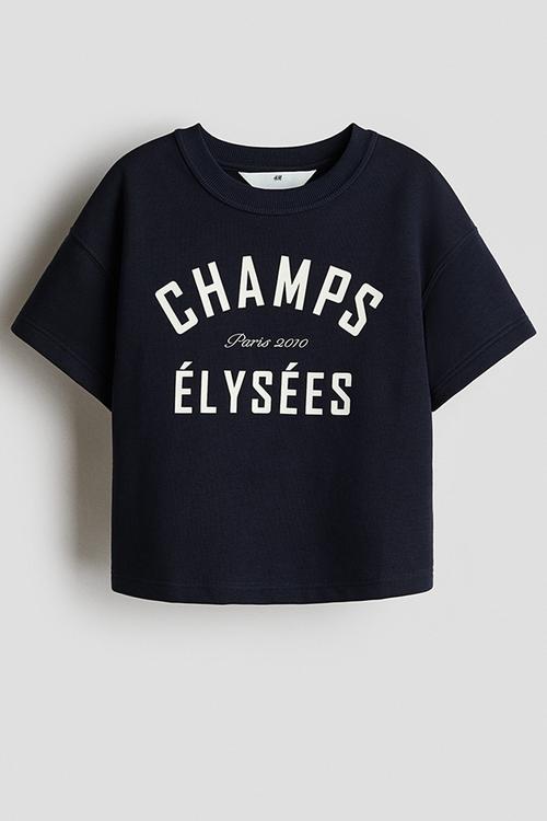 Loose-fit motif-detail t-shirt - navy blue/paris