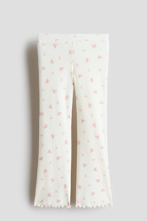 Flared leggings - white/pink floral