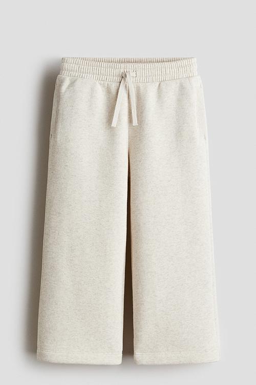 Wide brushed-inside joggers - light beige marl