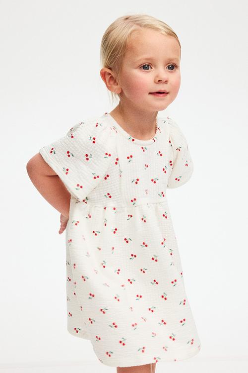 Printed jersey dress - white/cherries
