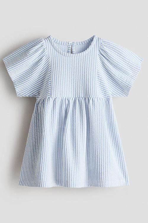 Printed jersey dress - blue/white striped