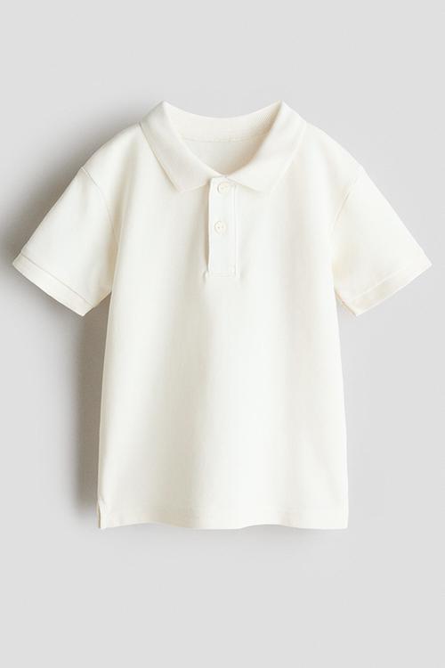 Cotton piqu? polo shirt - white