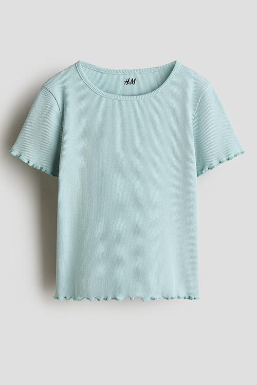 Overlocked ribbed t-shirt - light green