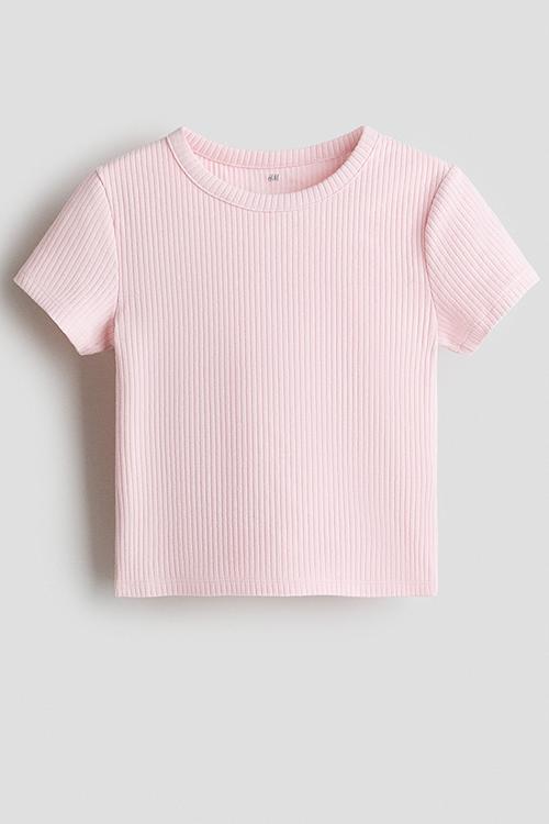 Ribbed cotton top - light pink